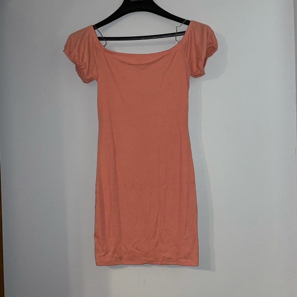 Peach off Shoulder Dress - Picture 4 of 11